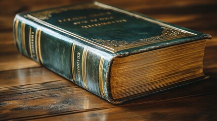Aufkleber - Antique Book With Gold Leaf Detailing Rests On Wood
