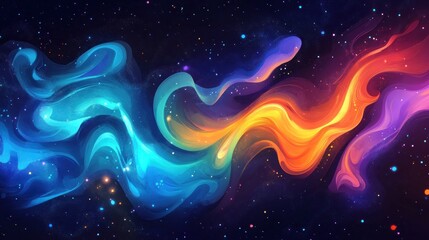 Poster - Abstract cosmic swirls of blue and orange paint in space