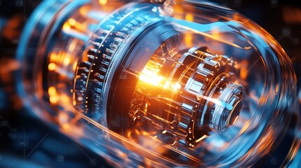 Poster - Illuminated Translucent Gear System Rotating Mechanism