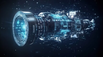 Poster - Futuristic Camera Lens Design Digital Technology Visualization