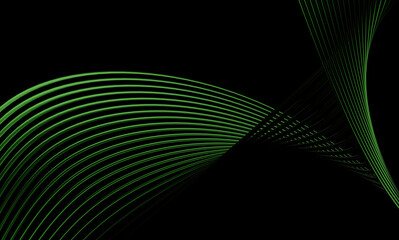 Fototapete - Modern Minimalism: Emerald Curves on Black Canvas