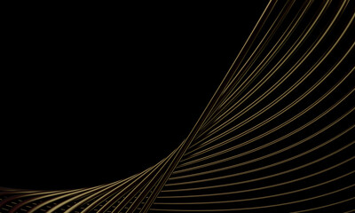Fototapete - Dark Space Intersection: Flowing Golden Curves