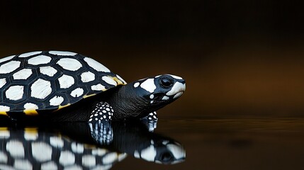 Poster -   A turtle with its head above water in a close-up shot of its shell