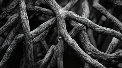 Intertwined dark branches, abstract background texture, nature design