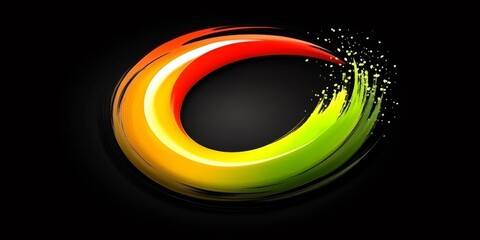 Aufkleber - Bright neon swirl forming an oval shape with a gradient of colors from red to green on a black background