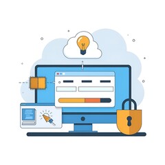 The concept of software application upgrade technology involves software updates, patch updates, progress bars, app patches, new versions, improved security, and program downloading.