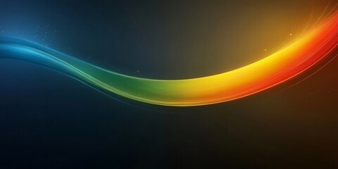 Poster - bright neon light forming a colorful and elegant wave with particles over dark background