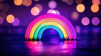 Poster - Glowing Rainbow Neon Light Art Display