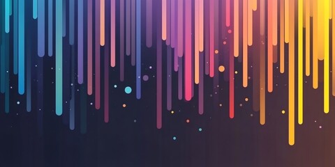 Poster - colorful neon light streaks falling on dark background, creating a vibrant and dynamic visual effect