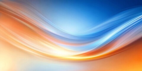 Aufkleber - Abstract neon waves flowing on a blue and orange gradient background generating a futuristic and vibrant design