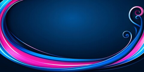Aufkleber - Vibrant neon curves framing dark blue backdrop with luminous pink and blue hues