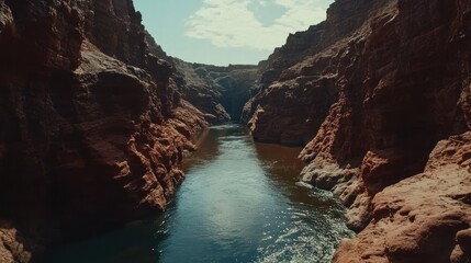 Poster - River flows through a narrow rocky canyon