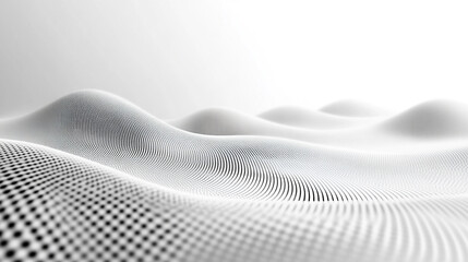 Poster - A creative binary coding texture with flowing software programming code rendered in 3D minimalistic bright light tones and blurred background with empty space for captions

