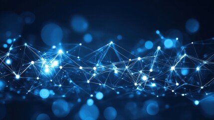 Poster - Abstract Blue Network Connecting Illuminated Nodes
