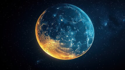 Poster - Celestial Body Illuminated In Deep Space Showing Surface Detail