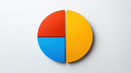 Fototapete - Colorful circular shape divided into four sections placed on a white background in a minimalist setting. Generative AI