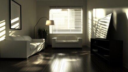 Aufkleber - Sunlit Modern Living Room With White Couches
