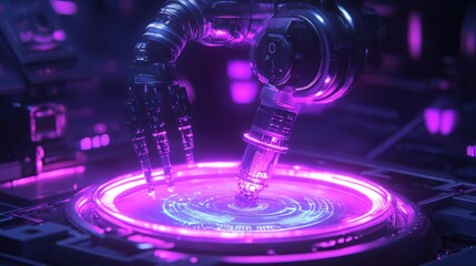 Poster - Robotic Arm Interacting With Futuristic Technology