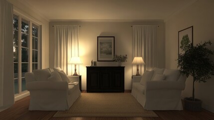 Poster - Evening Serenity In A Tranquil Living Room Setting