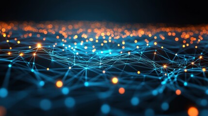 Poster - Abstract Network Digital Connections Illuminated Landscape