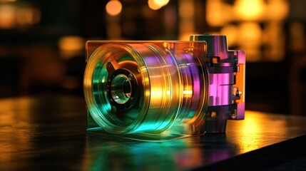 Poster - Colorful Transparent Cylindrical Device on Dark Surface