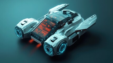 Poster - Futuristic White Vehicle With Advanced Cockpit Display