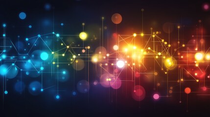 Poster - Abstract Network Connections Colorful Lights Design