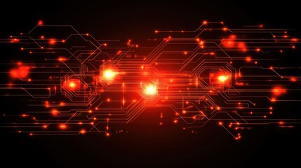 Poster - Abstract Red Circuit Board Technology Design
