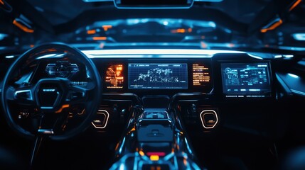 Aufkleber - Futuristic Car Interior Dashboard Display Technology