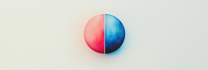 Leinwandbilder - Color gradient sphere divided equally into pink and blue halves on a light background creates a striking visual contrast. Generative AI