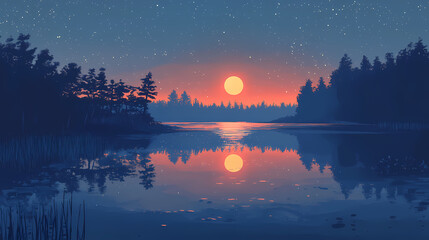 Wall Mural - glowing celestial peaceful lagoon