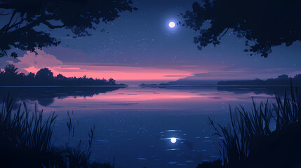 Wall Mural - glowing celestial peaceful lagoon