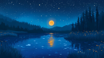 Wall Mural - glowing celestial peaceful lagoon