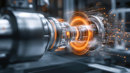 Poster - Advanced Industrial Machinery in Motion with Sparks