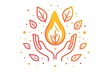 © c80 - Symbolizing harmony between nature and fire through hands and leaves in a vibrant design