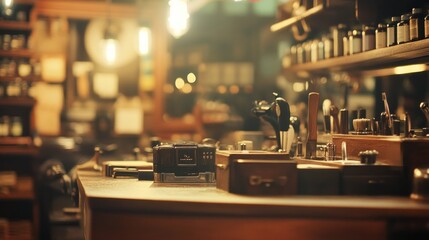 Aufkleber - Vintage Shop Countertop With Tools And Supplies