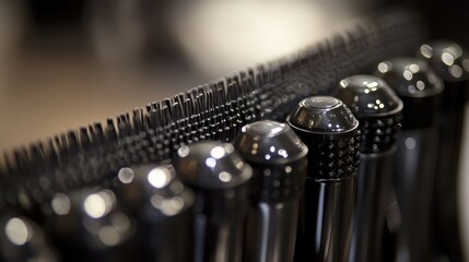 Poster - Elegant metallic objects arranged on a textured surface
