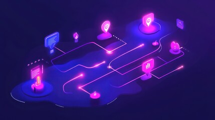 Poster - Abstract Neon Network Data Visualization