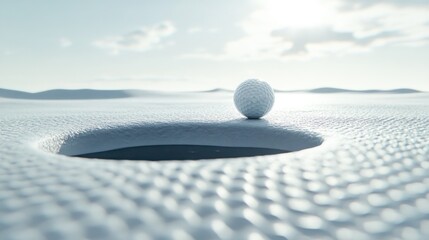 Poster - Golf Ball Near Frozen Winter Golf Hole