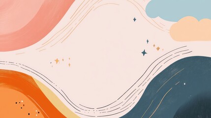 Poster - Abstract Pastel Shapes and Swirls Design