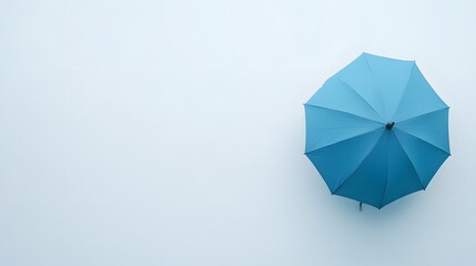 Poster - A single blue umbrella sits on a light blue background.