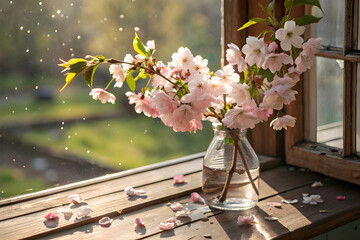 Poster - still life with cherry blossom