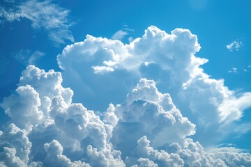 Wall Mural - abstract blue sky with fluffy clouds for world ozone day.
