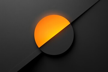 Abstract design featuring a half-orange circle on a black background creates a striking visual contrast in a minimalist style