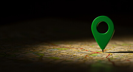 Poster - Green map pin on a map. Location pin on the map