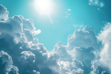 Wall Mural - celebrating ozone layer protection with blue sky and white clouds