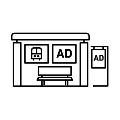 Fototapete - bus stop shelter ad icon black and white logo