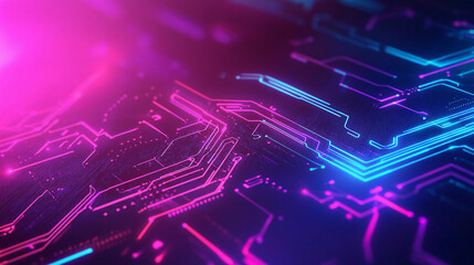 Poster - Bright purple and pink energetic background with intricate patterns and glowing lines, suitable for digital art, technology designs, and creative projects. Generative AI