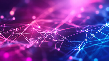 Poster - Energetic abstract design with bright purple and pink colors highlighting vibrant lines and shapes in a dynamic background. Generative AI