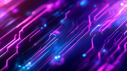 Poster - Vibrant digital abstract artwork featuring energetic lines and glowing elements on a bright purple pink background. Generative AI